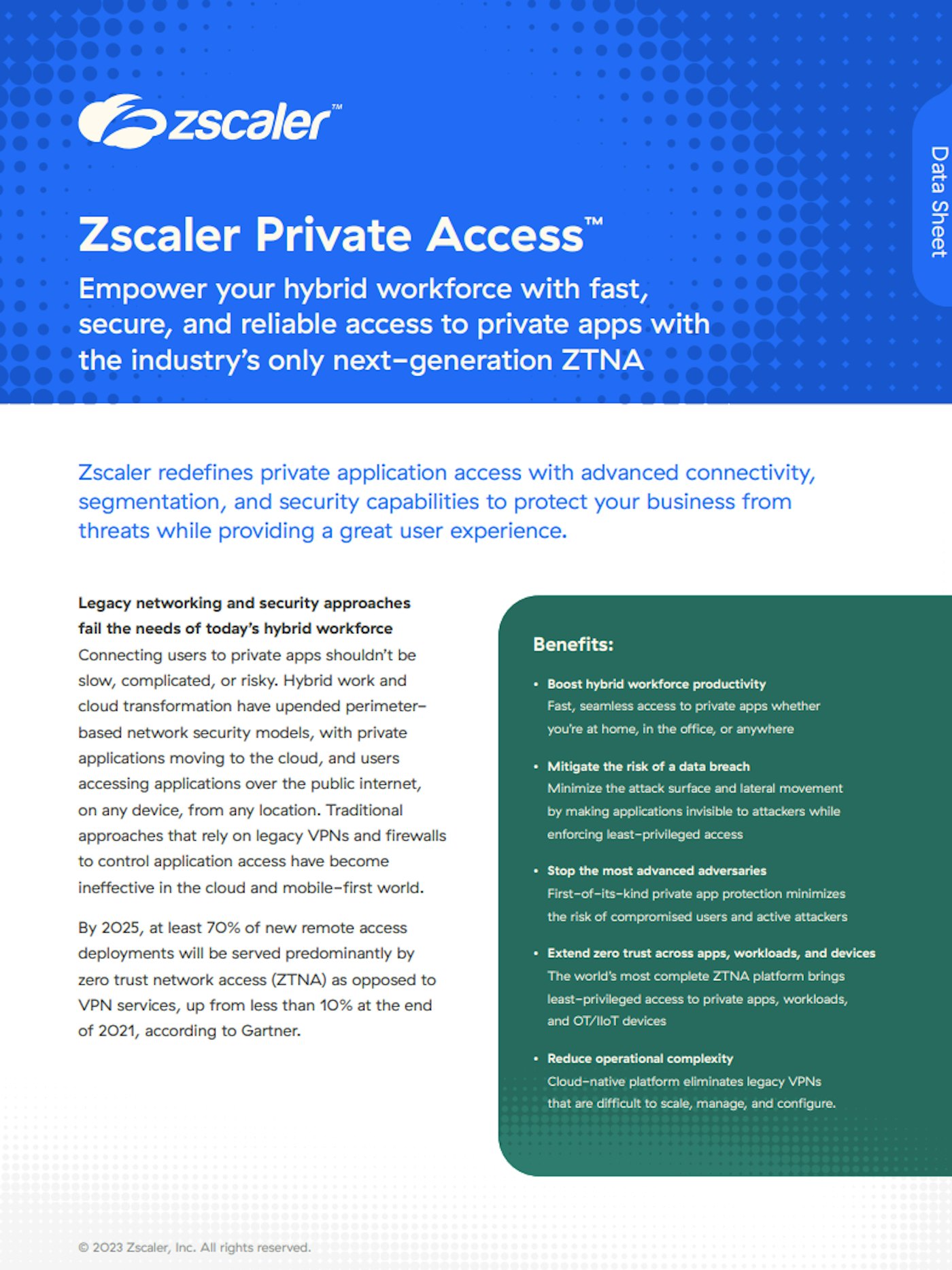 Zscaler Private Access Datasheet Download