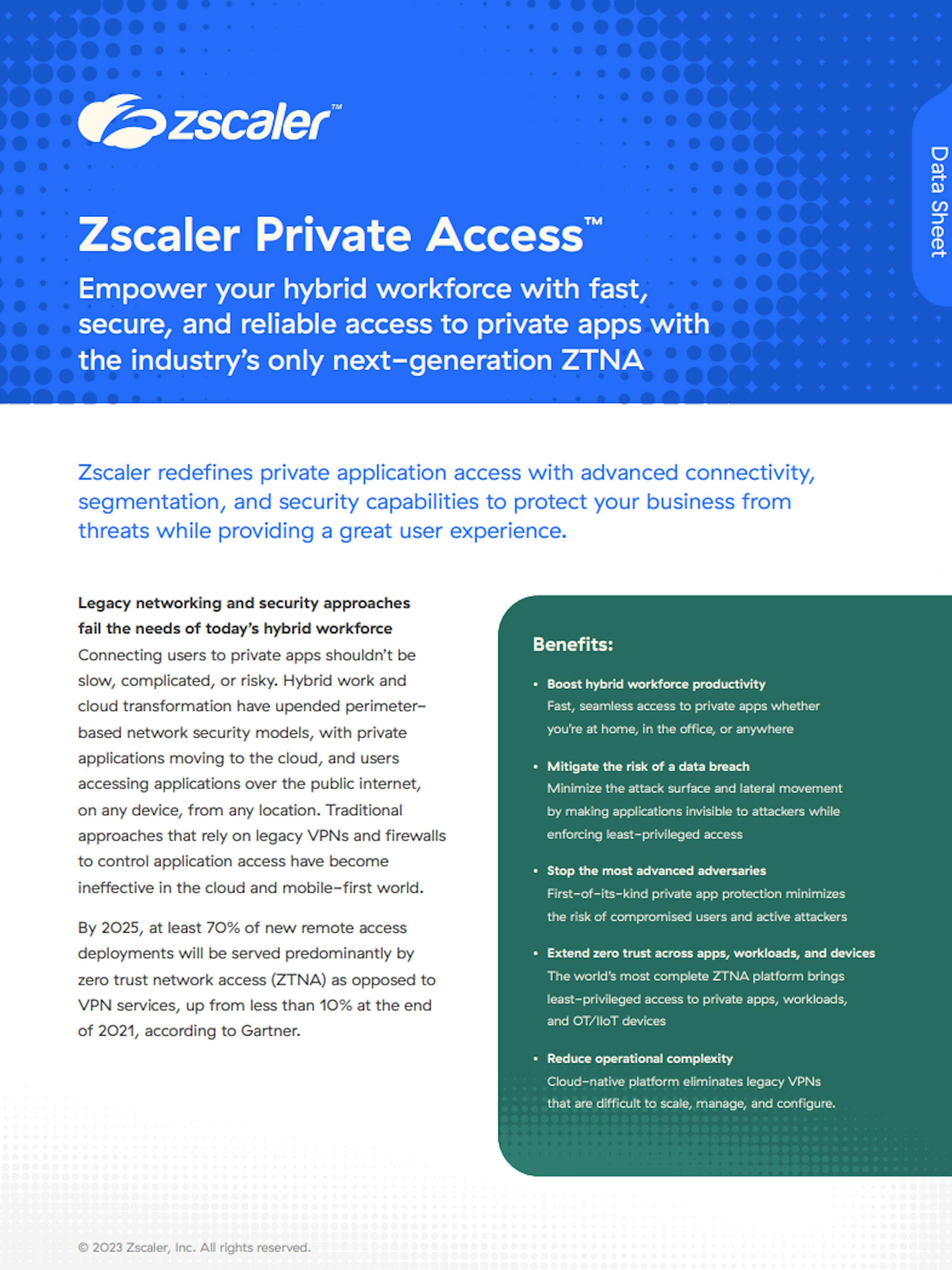 Zscaler Private Access Datasheet Download