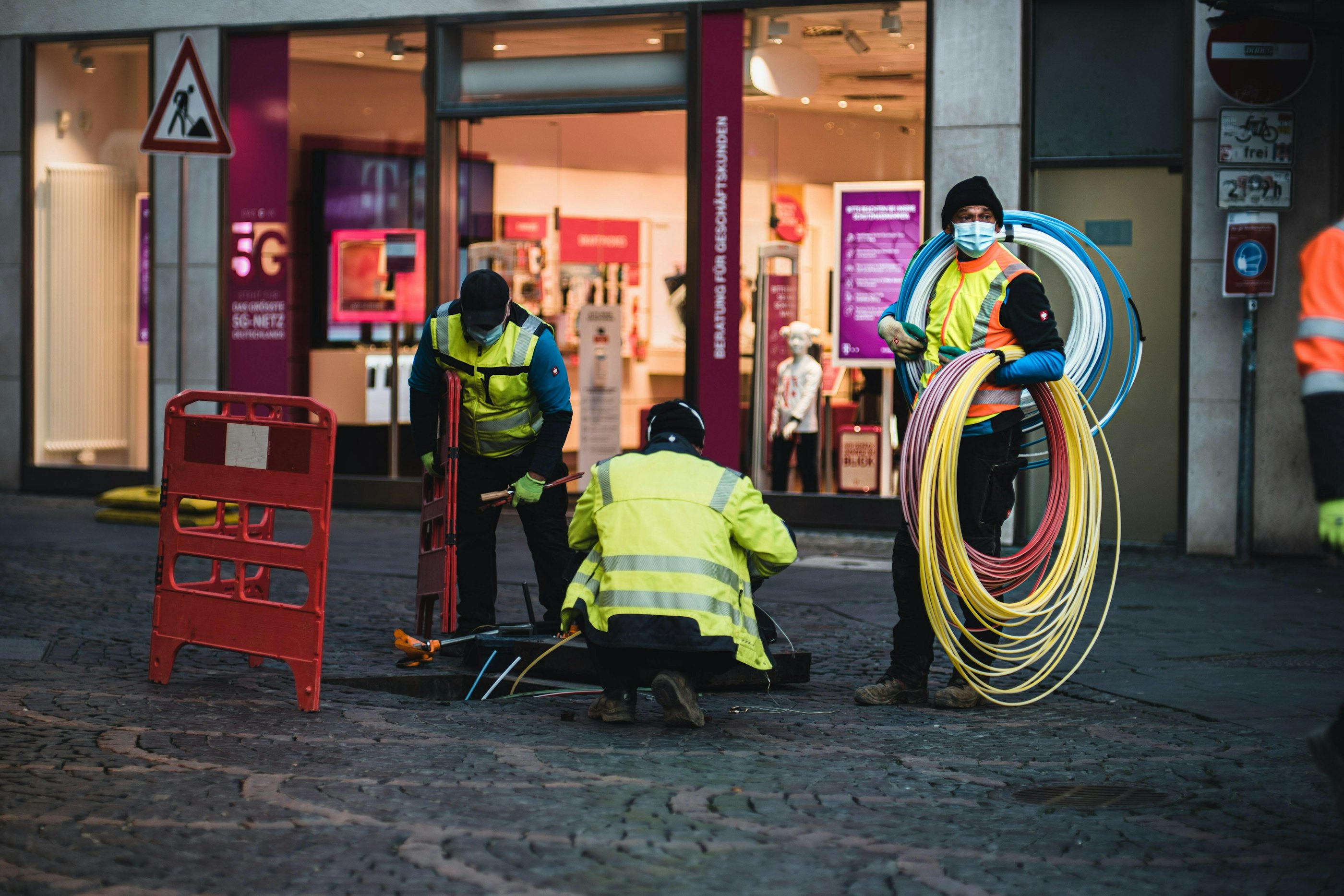 Deployment of new fibre-optic connections.