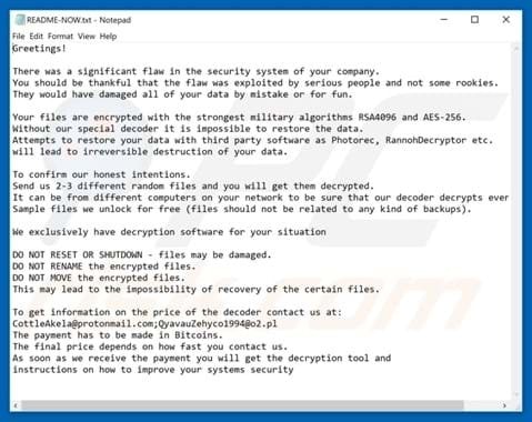 Lockergoga ransomware txt note