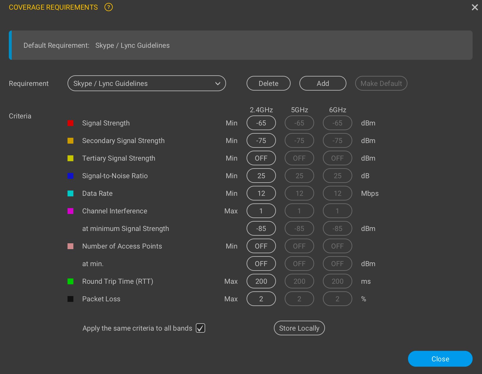 Wifi site survey screenshot