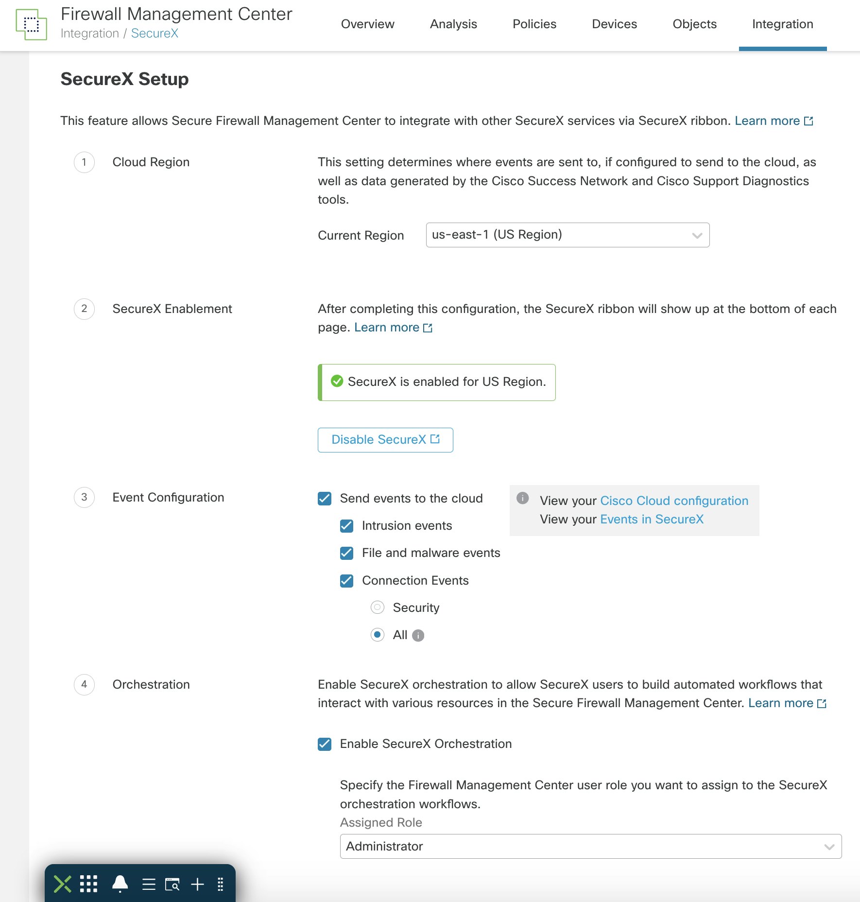 Firewall Management Centre SecureX Setup