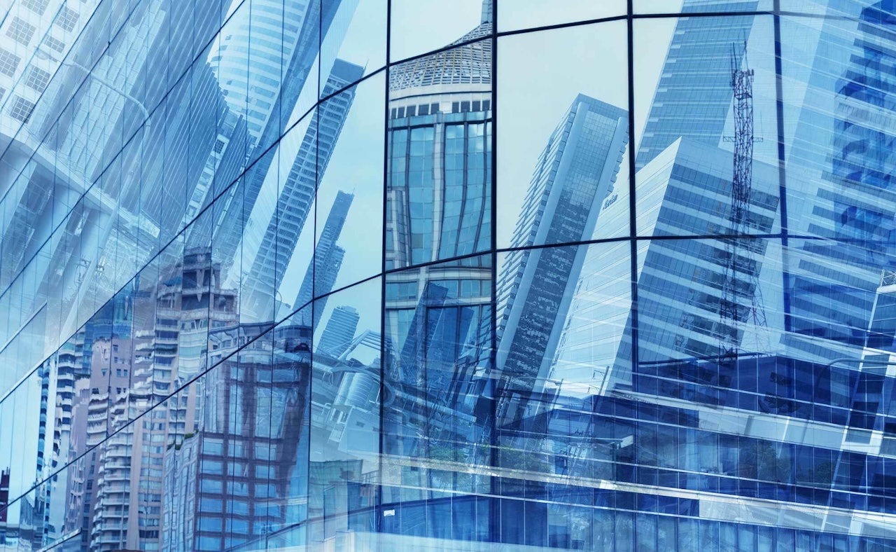 City reflections glass