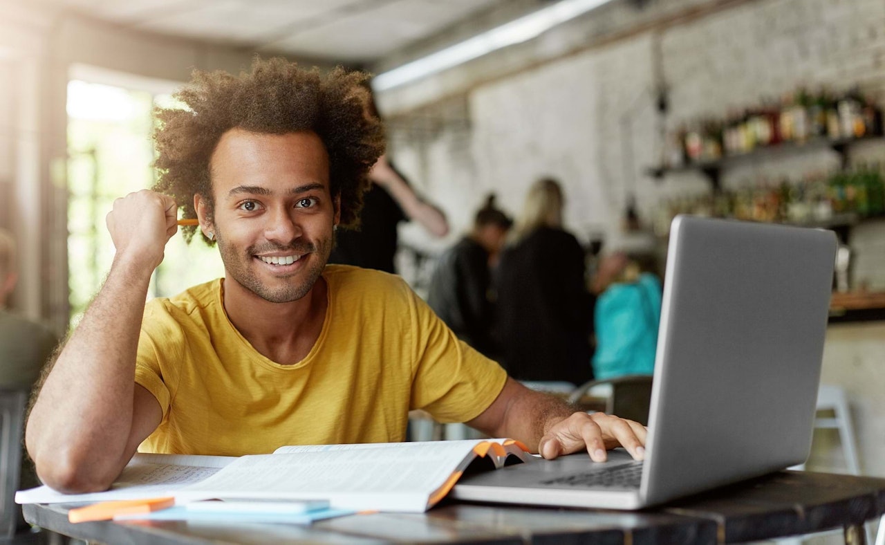 Student using computer