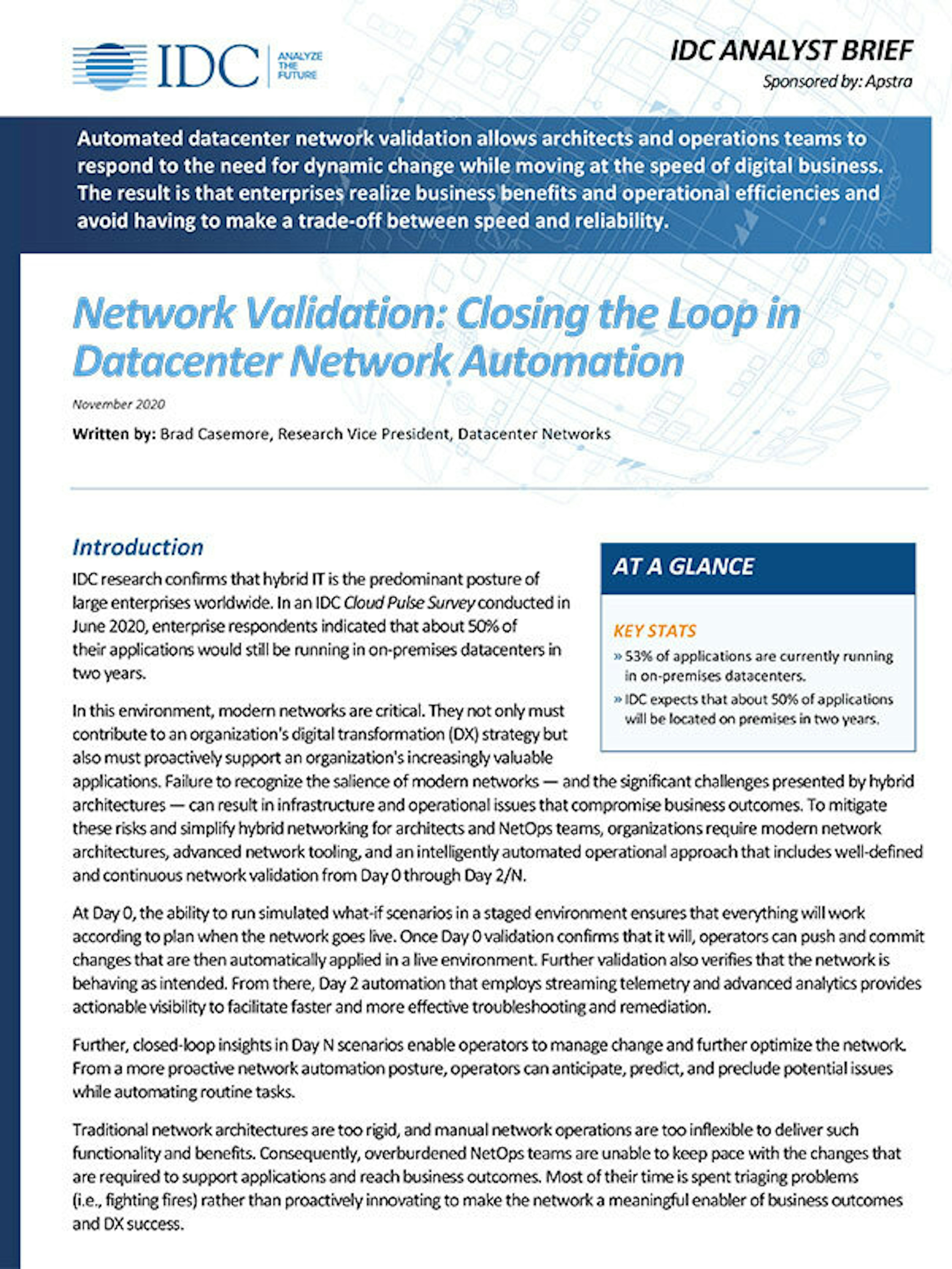 IDC Report Network Validation C Losing the Loop in Datacenter Network Automation Download Icon